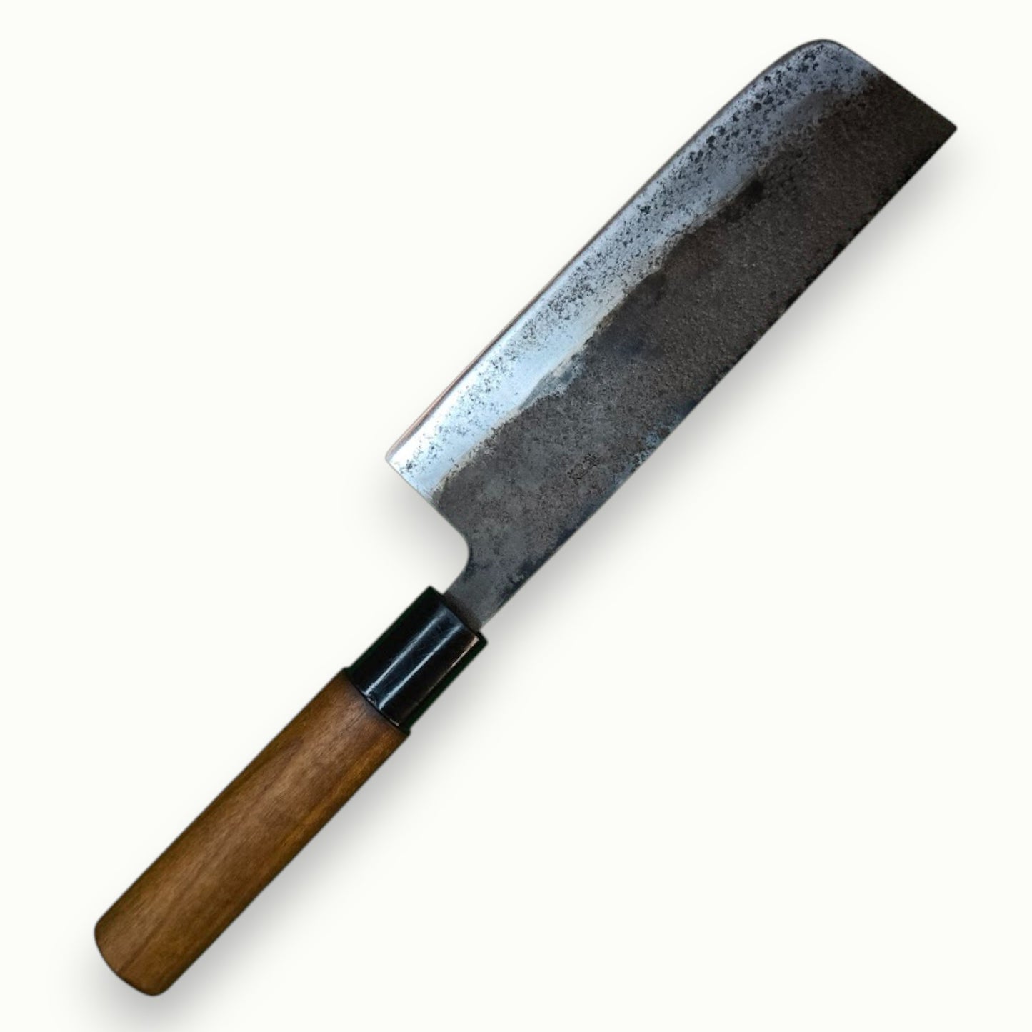 Manche bois patiné couteau Nakiri vintage Sakai Tada restauré